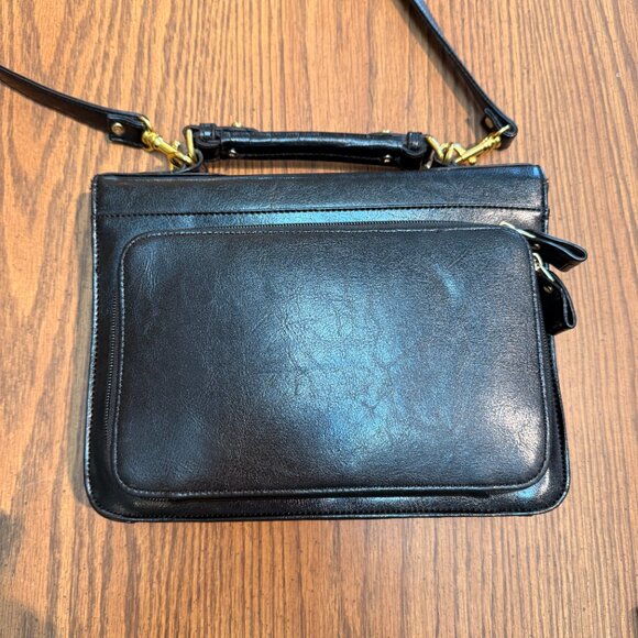 Bellerose Black Leather Satchel | European Croc-Embossed | Vintage - So Unique! - Picture 11 of 14